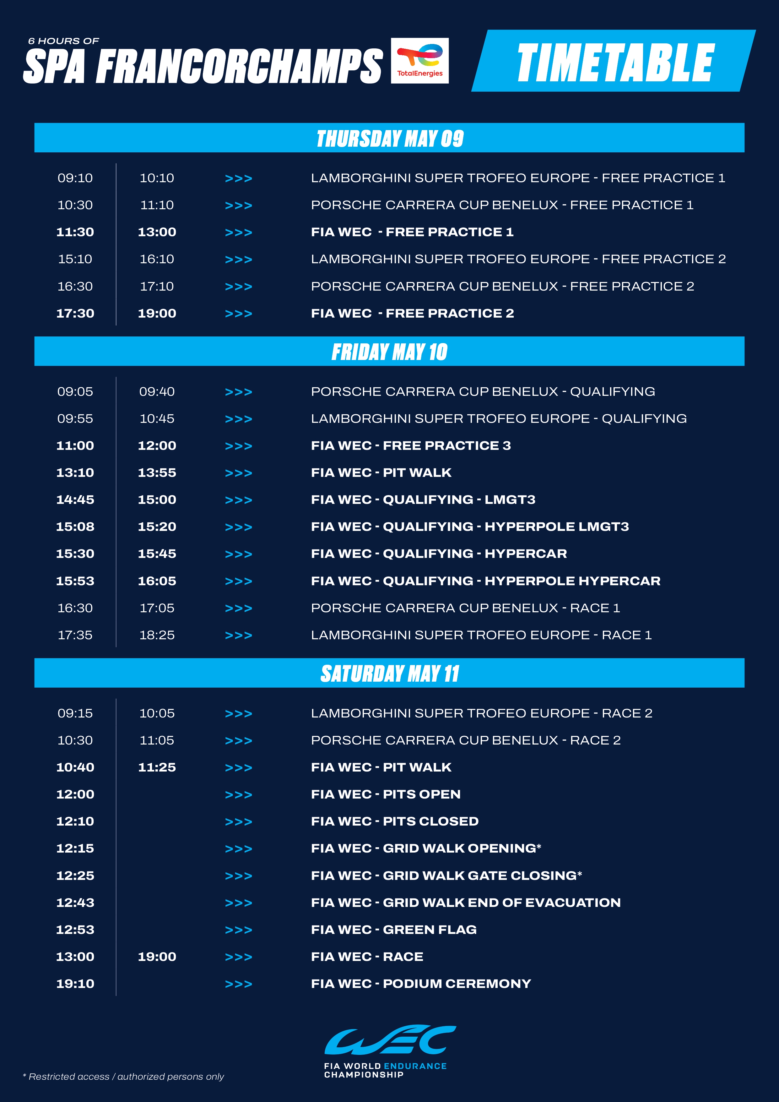 6H de Spa WEC 2024 le programme complet (horaires, engagés)