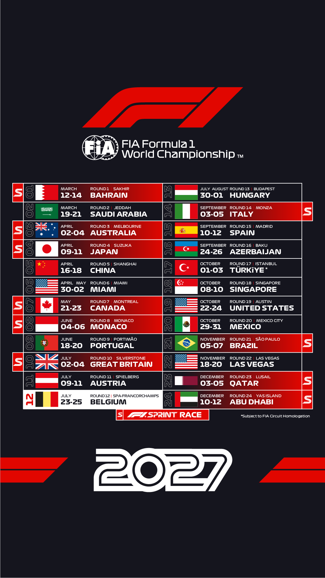 Kalender Grand Prix van België 2027